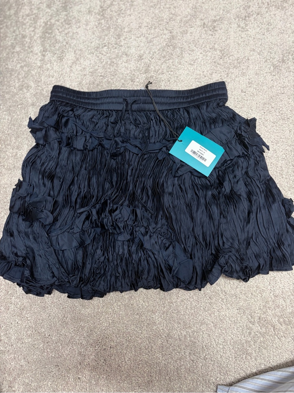 Navy Textured Ruffle Mini Skirt - Picture 2 of 4